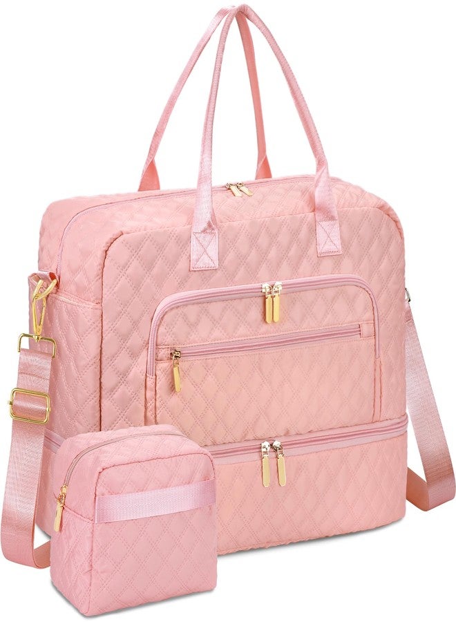 EIMMBD Large Travel Duffle Bag for Women,Carry on Overnight Bag Weekender Bags with Toiletry Bag Travel Bags for Women with Shoe Compartment for Gym Business Trips Sport Hospital(Pink) - Image 1